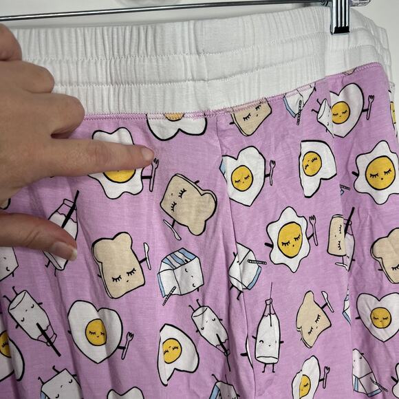 Little Sleepies Pajama Pants Womens XL Purple Breakfast Print Bamboo Jersey Soft - Picture 8 of 9